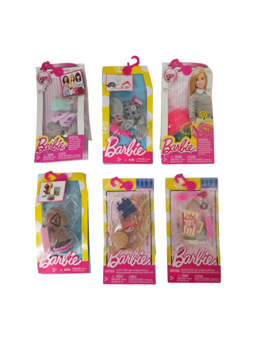 Mattel Barbie Fashion Accessory Packs Pet Dog Popcorn Lot Of 6 New Sealed NFRB